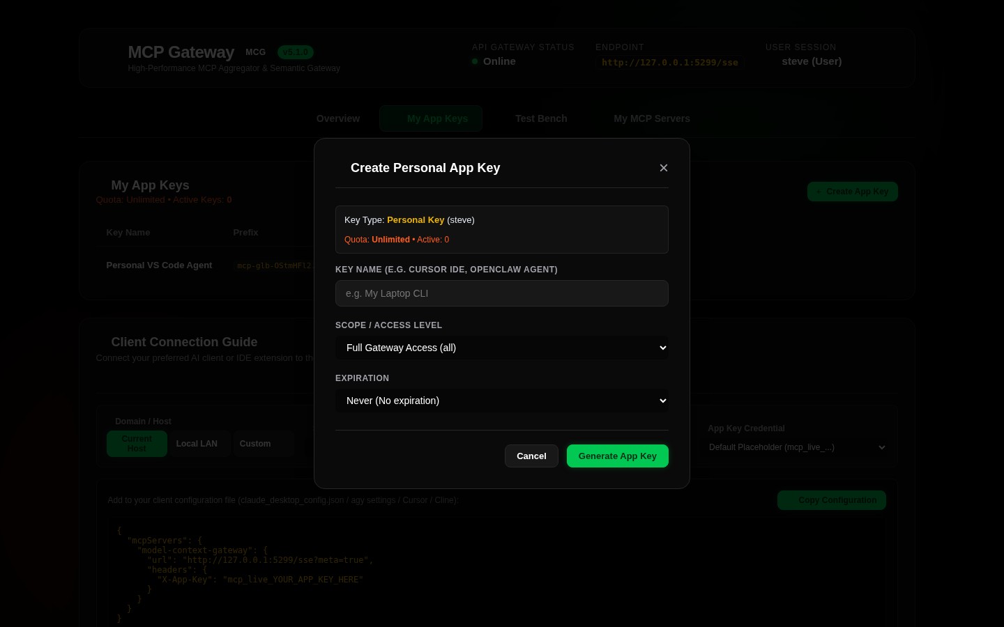 Generate App Key Modal