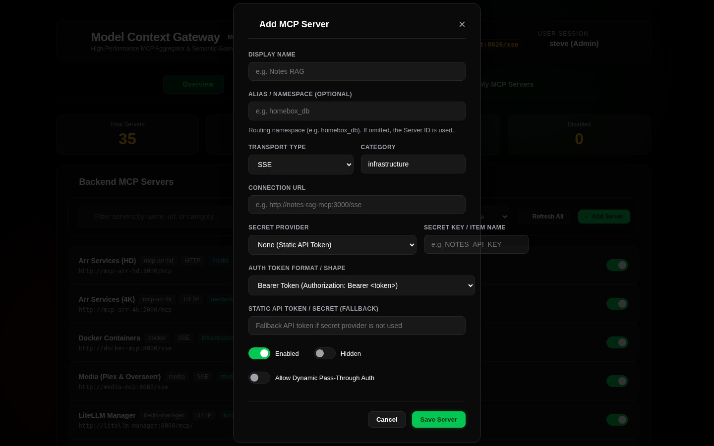 Add Server Registration Modal