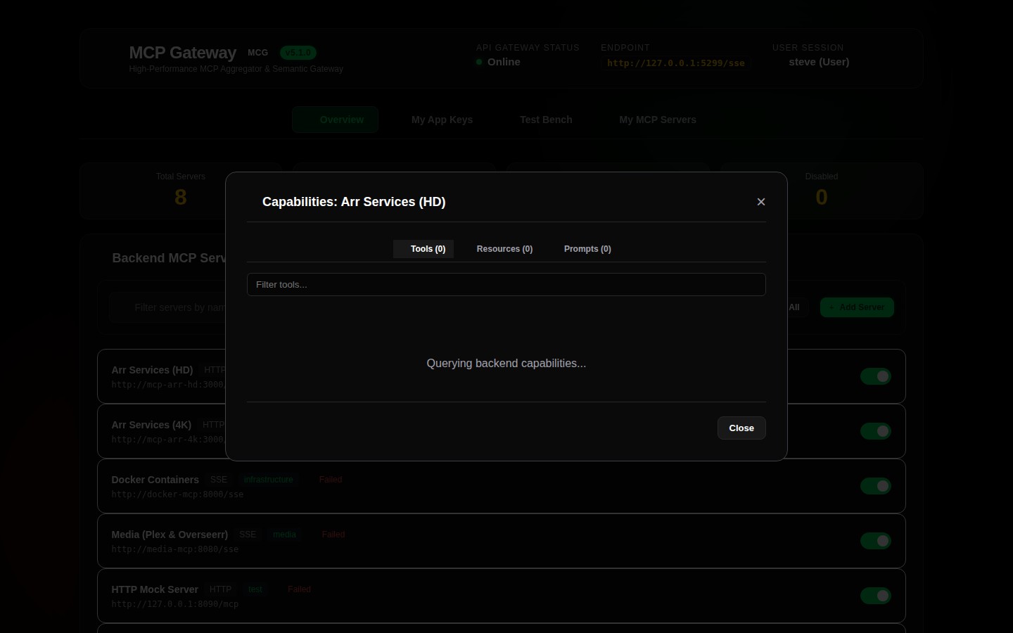 Server Capabilities Inspect Modal