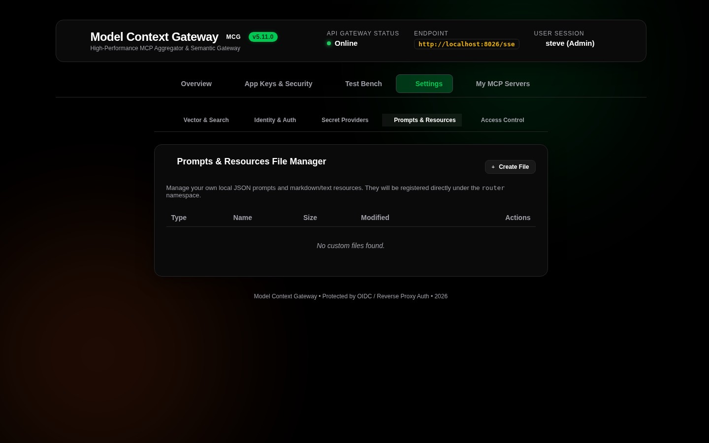 Settings Prompts and Resources File Manager