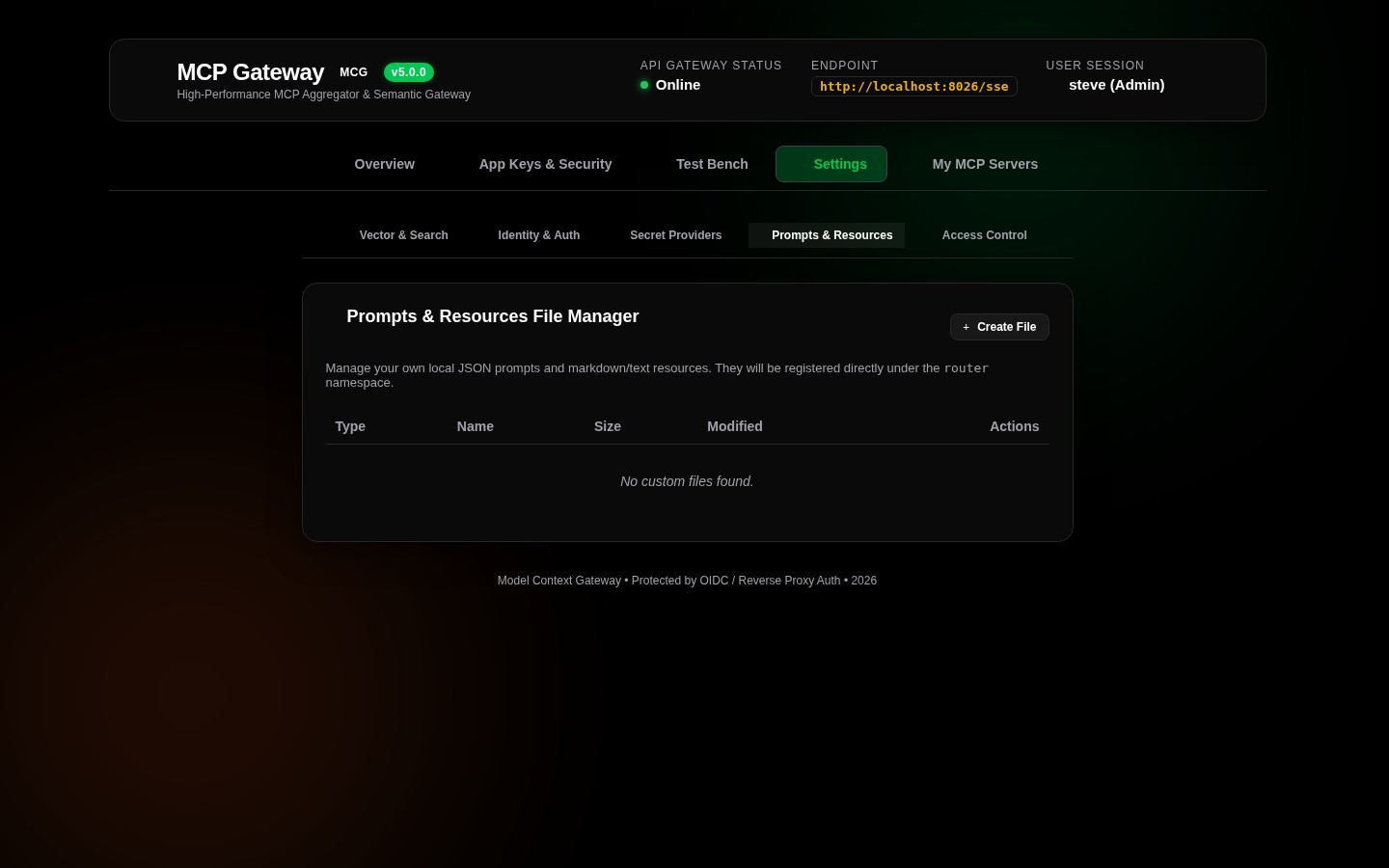Settings Prompts and Resources File Manager
