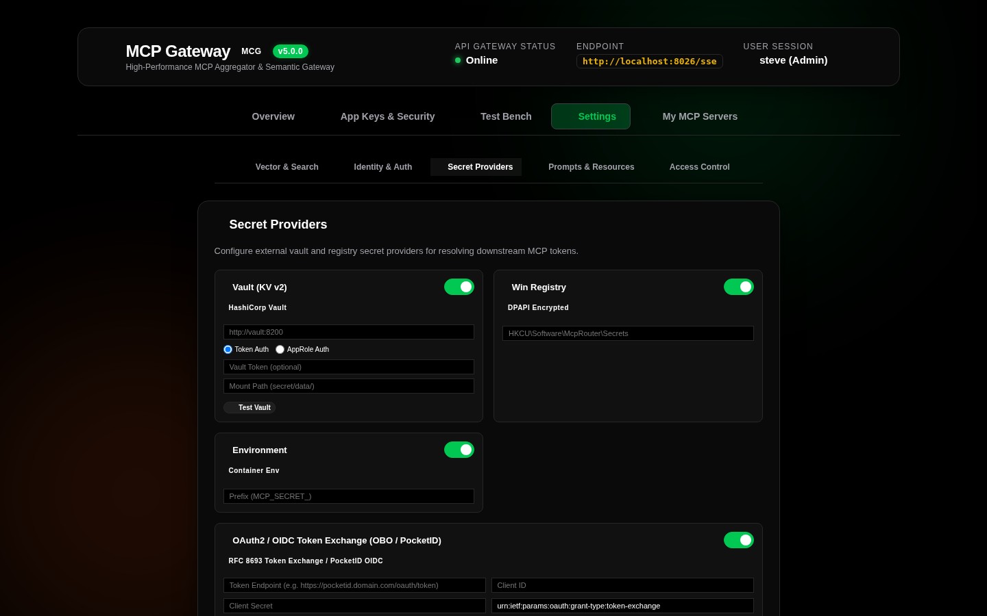 Settings Enterprise Secret Providers
