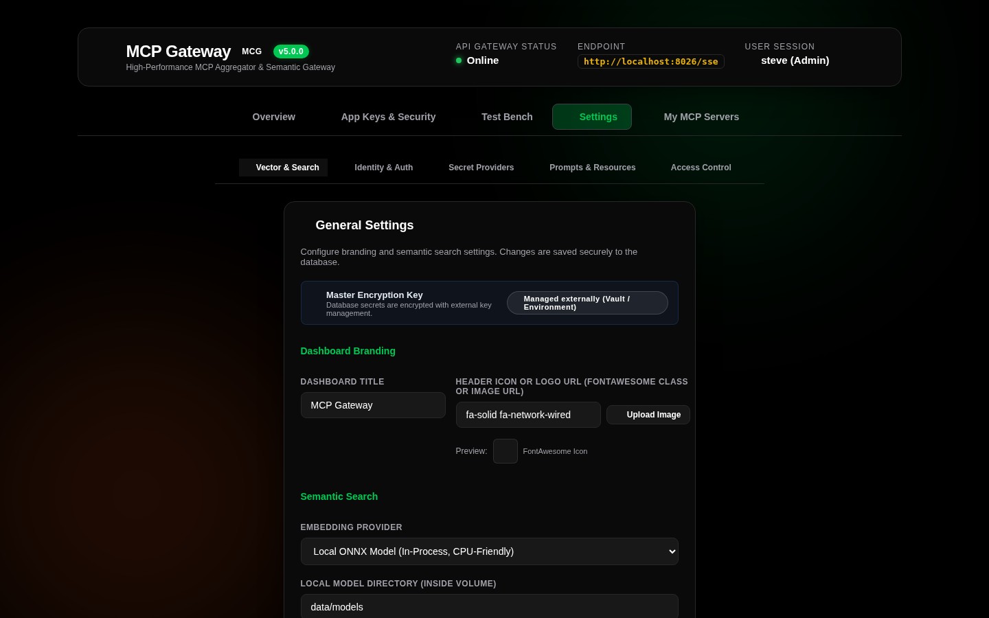 Settings Vector and Semantic Search Options